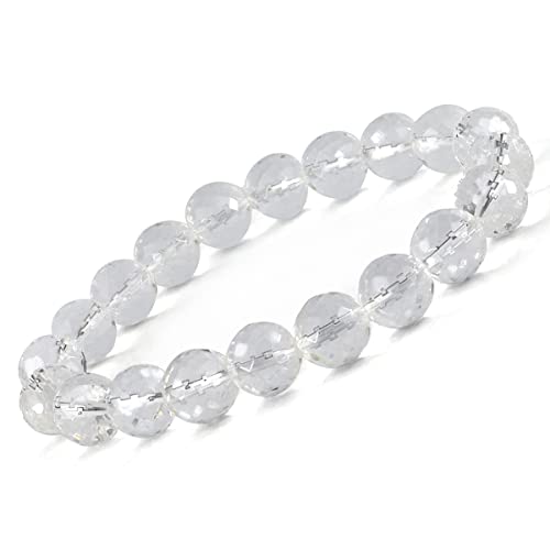Image of Reiki Crystal Products Certified Natural Crystal Stone Diamond Cut /Faceted 10 mm Beads Bracelet for Men & Women | Reiki Charged Gemstone Jewellery | Multiple Stone Variants Available