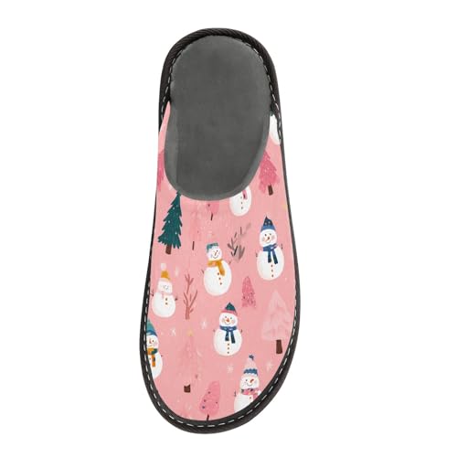 Slippers for Women Snowman Christmas Tree Pattern Soft Winter Warm Shoes Indoor Outdoor Non-Slip House Travel Slippers3