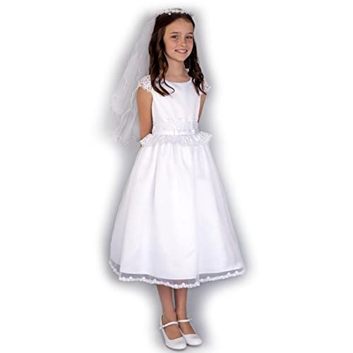 Robe Première Communion Fille Dentelle et Satin blanc 6 ans (6 ans)