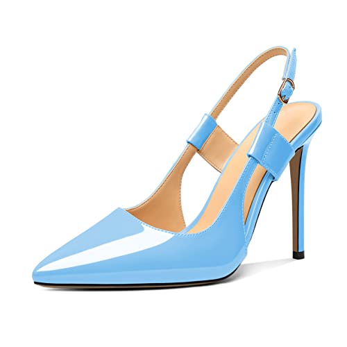 Eldof Pointed Toe Slingback Sandals,Ankle Strap Chic Pumps,Classy High Heel 4