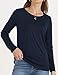 Long Sleeve Shirts for Women Crew Neck Basic Tee Fashion Womens Tops Navy Blue