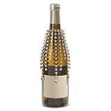 RAZ Imports Jewel Tassel Wine Bottle Veil, 6-inch Height, Gold, Metal and Plastic, Christmas, Home Décor