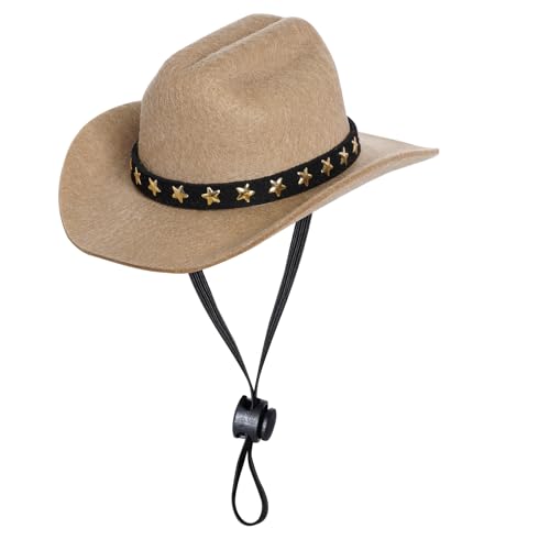 choyaxo Pet Cowboy Costume Cosplay Cap Halloween Costumes for Dogs Cat Pet Party Decoration Mini Cowboy Hat (Khaki Small)