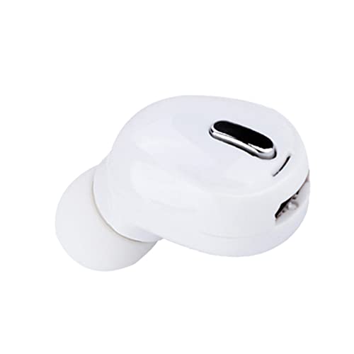 Lazmin Mini Auricular Invisible Bluetooth 5.0, Inalámbrico Deportivo Universal Con Sonido Para Autos y Teléfonos Inteligentes (Blanco)