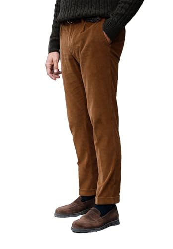 Mens Corduroy Casual Pants Elastic Waist Classic Fit Trousers