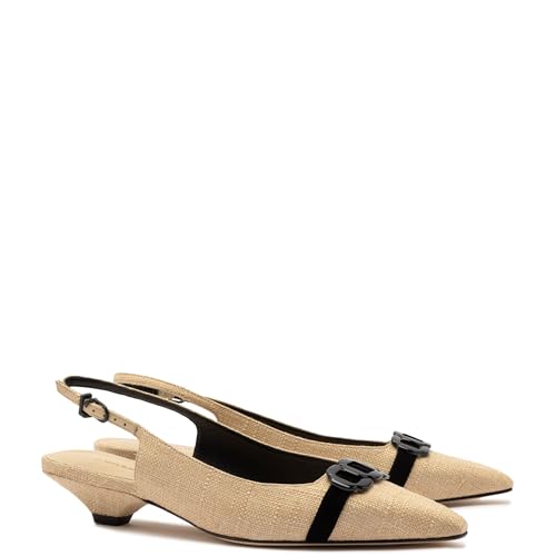 Franca Pump In Beige Raffia And Black Trimming2