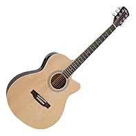 Includes pre-amp with three-band EQ Basswood body provides bright and balanced tones Ultra-comfortable C-shaped neck is perfect for beginners Poplar laminate fretboard provides a silky smooth playing surface