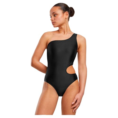 Urban Classics Ladies Asymmetric Cut out Mujer Bañador Negro M 85% poliéster, 15% elastán