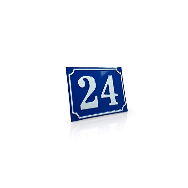 Betriebsausstattung24® Hausnummernschild | Nostalgische Hausnummer | Mit Wunschtext Prägung | Aluminiumschild mit…