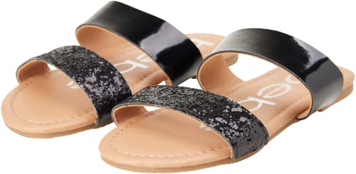 bebe Toddler Girls Sandals - Glitter Two Strap Open Toe Slip On Flat Dress Summer Kids Sandals for Toddlers4