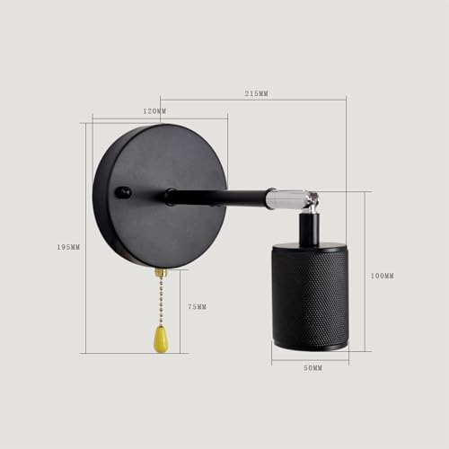 Lámparas de pared E27 industriales con interruptor de cadena para pasillo y dormitorio 2 uds 6