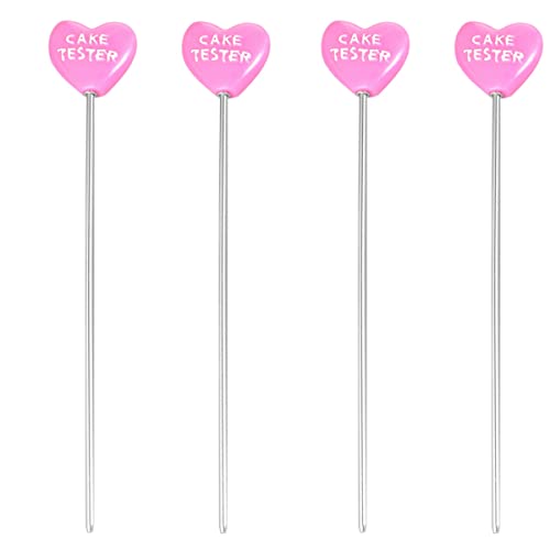Hemoton 4pcs Stainless Steel Cake Tester Heart Pattern Baking Test Needle Tool for Muffins Bread and Cakes Easy to Use Design for Baking Enthusiasts