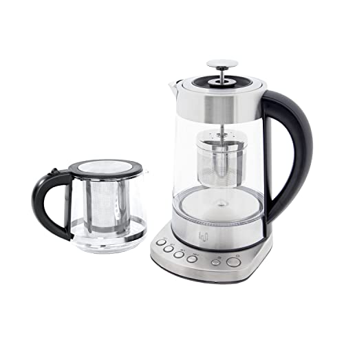 Impolio PREMIUM LED Glas Wasserkocher mit Temperatureinstellung + Warmhaltefunktion, Edelstahl Teesieb + Aufsatz für… – Bild 3