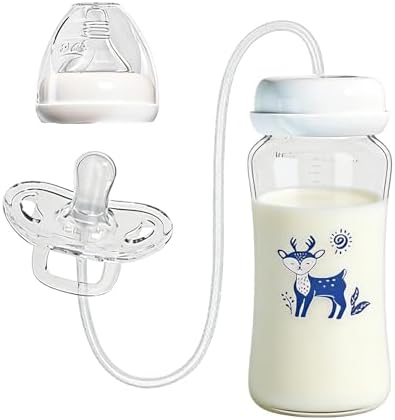 Pacifier Bottle Set, Leakproof Silicone Container, Anti Colic Feeding Tool for Boys Girls Kids Home Daycare Living Room Bedroom Camping Picnic Youth Liquid Intake Supplies Junior Care Kit Daily Wash