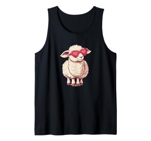 Bonito disfraz de lámpara para los amantes de las ovejas y las gafas de sol Camiseta sin Mangas