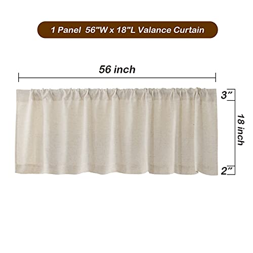 Valea Home Linen Valance For Kitchen Rod Pocket Rustic Farmhouse Crude Window Curtain Valances 18 Inch Length For Bathroom Living Room thumb #6