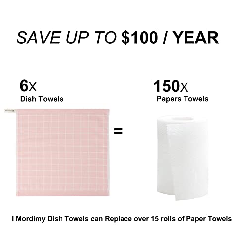 Piccocasa 100% Cotton Terry Kitchen Dish Cloths, Highly Absorbent, Fast Drying And Machine Washable Dish Towel - Great For Household Cooking Cleaning, 6 Pack, 13 X 13 Inches Pink #TOP6