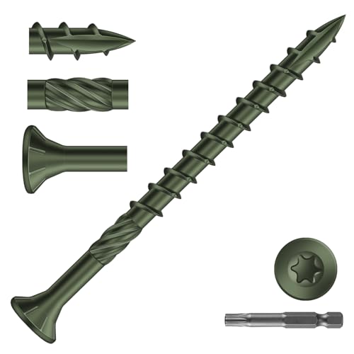 Image of #10 x 2-1 /2 inch Deck Screws (71Pcs) 1lb. Carbon Steel, Green, Flat Head, Rust Resistant epoxy Coated, with T25 Star Bit