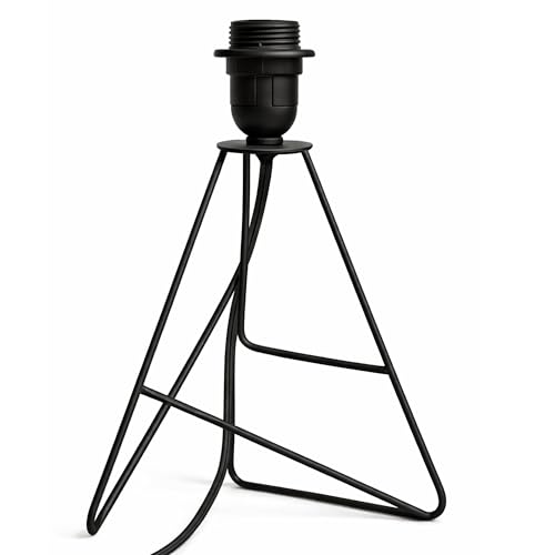 Image of Modern Black Tripod Table Lamp with Taper Fabric Shade | Metal Base Bedside Lamp for Bedroom, Living Room, Study, Office & Nightstand | Decorative Table Light (White)