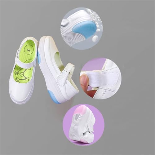 CLSQLXYJZC Women's Lightweight Nursing Shoes, Spring Leather Slip Resistant Adjustable Breathable Walking Nursing Orthotic Shoes, Fashion Comfort Nursing, for Hospital Nurse Doctors3