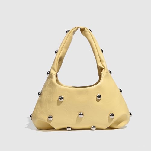 Punk Rock Studded Leather Hobo Handbags for Women Silver Studs Y2k Shoulder Purse Trendy Purses 20252