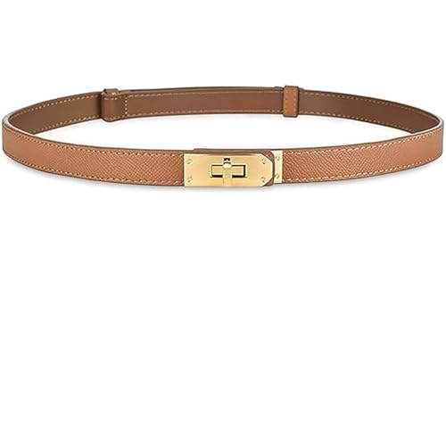 Women Skinny Leather Belt: Adjustable Thin Waist Belts With Alloy Turn-Lock Buckle Ideal for Dresses Jeans