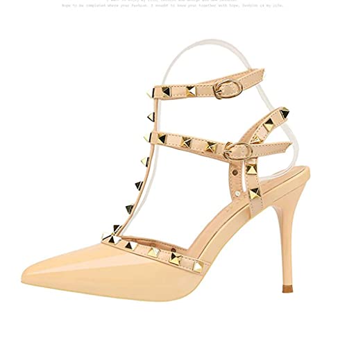 WXWIN High Heels für Damen Geschlossene Zehen Mode Nieten Spitz Pumps...