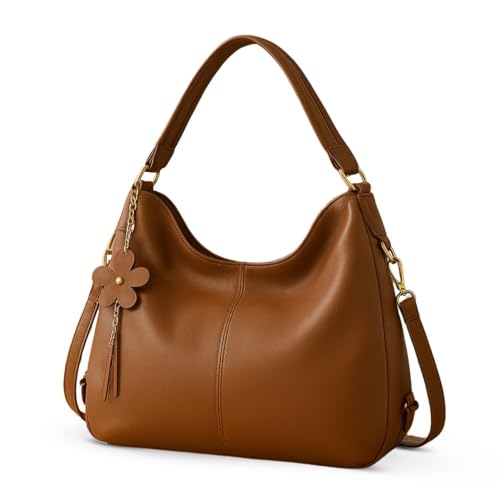 Bolsa Feminina Grande Hobo Transversal Couro Sintético Trabalho (Marrom)