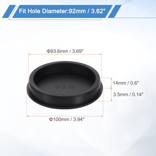 Image of uxcell Silicone Hole Plug, Waterproof Round Rubber Stoppers Bottle Seal Plugs Tube Pipe End Caps for 92mm /3.62 inch Hole for Bathtub Bottle, Black