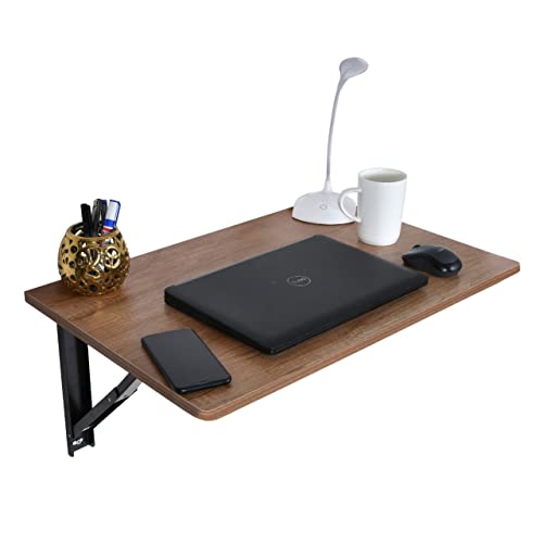 Image of QARA 16x24 Wall Mounted Table| Wall Mount Table Folding for Study|Wall Mount Foldable Laptop table | Golden Oak