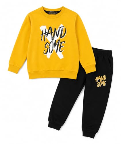 Ensemble de survêtement garçon imprimé lettres avec sweat chaud à capuche et pantalon