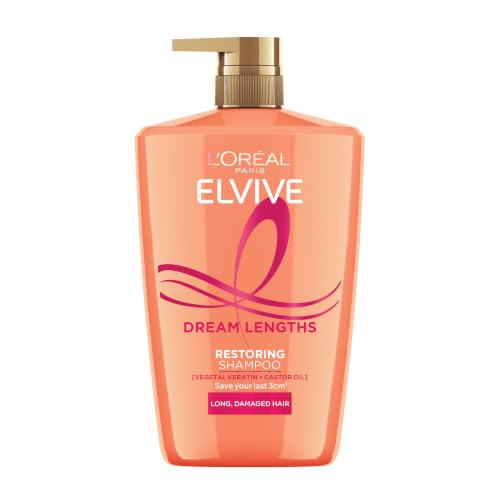 LOréal Paris Elvive Dream Lengths Restoring Shampoo With Vegetal Keratin & Castor Oil Helps Repair & Reinforce Fragile Lengths Seals Split Ends 1000ml