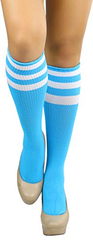 Image of ToBeInStyle Women's Premium Below Knee Athletic Socks w /Contrasting Wide Stripes