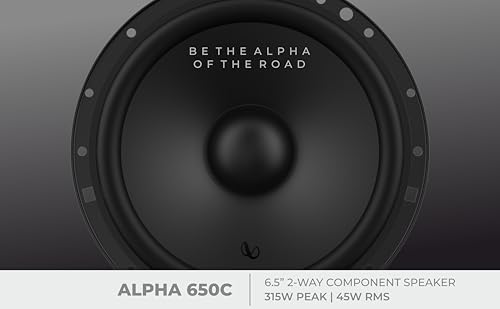 Infinity Car Component Speaker with Grille | Alpha 650C | Peak Power - 315W | RMS Power - 45W | Wired 6.5 Inch 2-Way Component Car Speaker (Black)