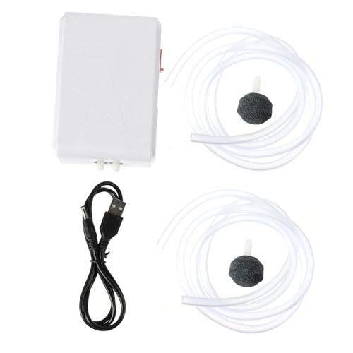 HOLIDYOYO Double Hole Aeration Pump Tank Air for Aquarium Oxygen Pump Abs White