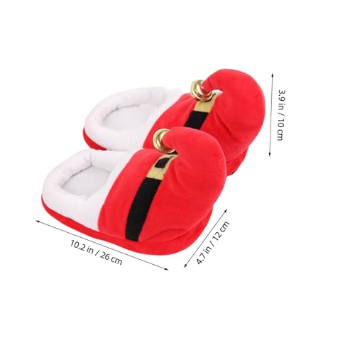 Happyyami 1 Pair Christmas Elf Slippers Non- Slip Plush Warm Slippers Adult Elf Shoes Women Mens Slippers2