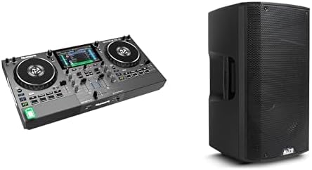 Numark Mixstream Pro Go DJ Controller and ALTO TX415 Powered PA Speakers Pair for Live Music, DJ sets, Events, Music production