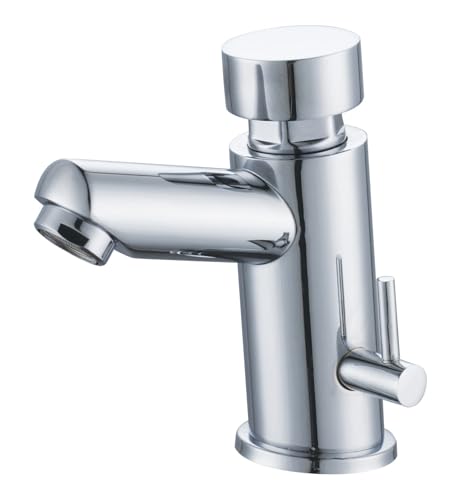 Grifo Temporizado(6 a 8 segundos) para Lavabo con Agua Caliente y Fría Modelo 225 - Diseño Cromado Moderno