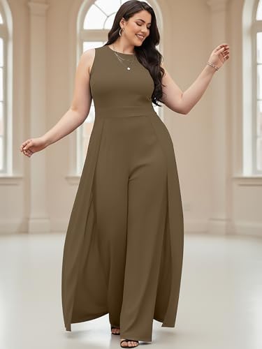 Image of KOH KOH Womens Sleeveless Flattering Dressy Long Pant Cape Elegant Jumpsuit