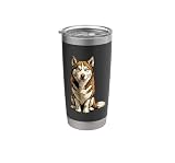 husky siberiano rojo precio Acero inoxidable sin BPA Ilustración de perro husky siberiano rojo y blanco Vaso térmico de acero inoxidable de doble pared