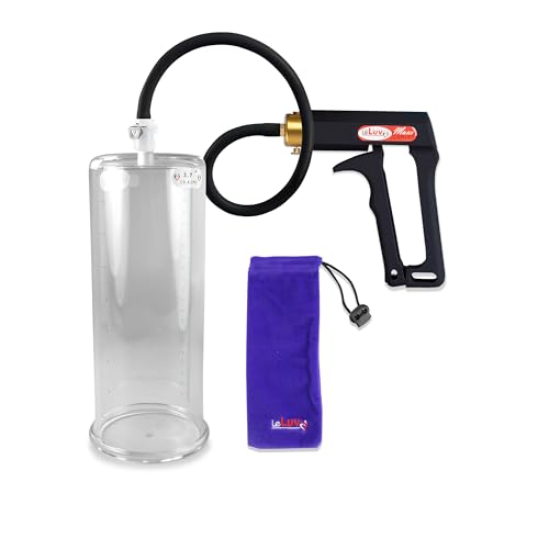 LeLuv Black Maxi Penis Pump Premium Silicone Hose Kit 9 inch Length x 3.70 inch Diameter Cylinder