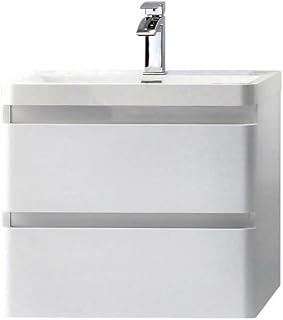 Go Bathrooms Newbold 600mm Gloss White Vanity Unit | Includes Resin Basin | Wall Hung Storage Unit | Sink Unit