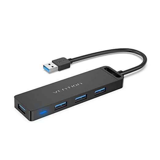 USB Hub, VENTION 4-Port USB 3.0 Hub Ultra-Slim Data USB Splitter Charging Supported Compatible with MacBook, Laptop, Surface Pro, PS4, PC, Flash Drive, Mobile HDD (0.5FT/0.15M)