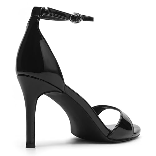 Aesmeera High Heels for Women Stiletto Open Pointed Round Toe Wedding Bridal Bride Sexy Dressy Ankle Strap Heeled Sandals Shoes(9,Black Patent) by Aesmeera - Used condition - Image 3