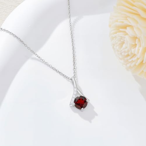 Birthstone and Diamond Pendant Necklace for Women 925 Sterling Silver 1 Carat Round Gemstone Birthstone Necklace Jewelry Gift for Her3