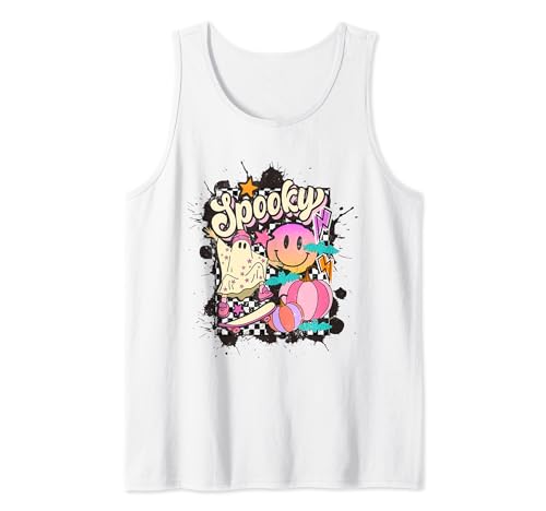 Spooky Ghost Skateboard Halloween Retro Vintage Divertido Camiseta sin Mangas