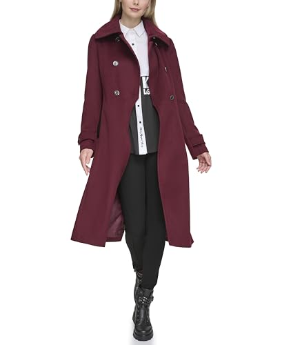 Karl Lagerfeld Paris Women's Luxe Twill Classic Maxi Peacoat2