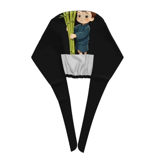 Breathable Work Hat Little boy Pulling Bamboo Shoots Printed Premium Peach Skin Velvet Adjustable, Soft, Versatile3