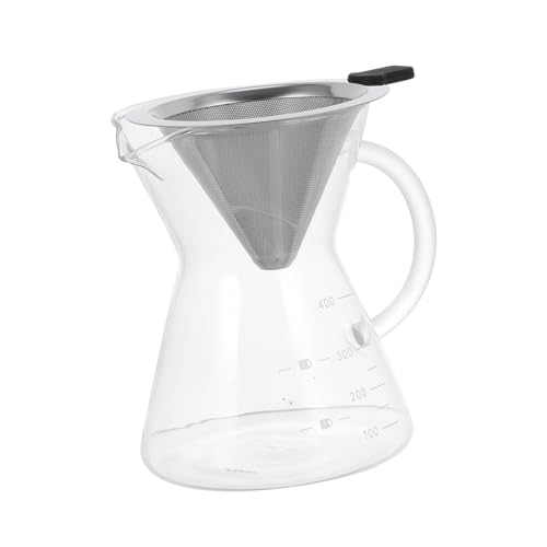 Garneck 1 Set Glass Coffee Pot Hand Frother for Coffee Hand Coffee Dripper Pot Coffee Dripper Coffee Dripper with Handle Coffee Brewer Cone Shaped Coffee Filters Stainless Steel
