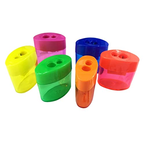 LckCryspho 12個セット 双孔鉛筆削り ゴミ箱付き 色混在 ? 子供向け 学校用 文房具 軽量設計